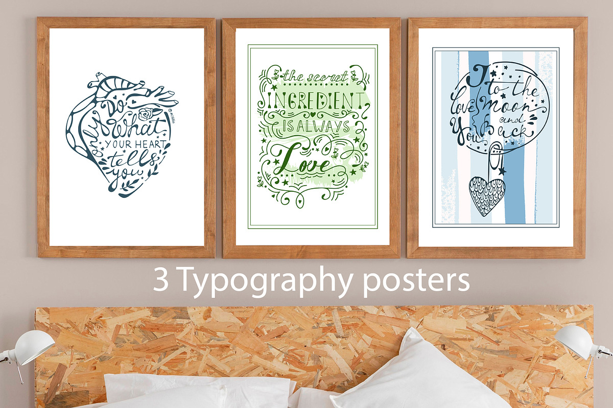 3 typography posters, an Education Illustration by Olillia (Photo 1 of 13)