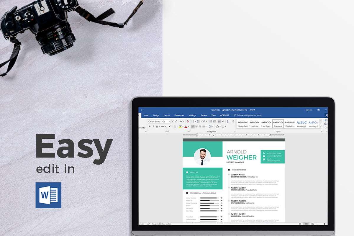 Modern Resume & CV Template, a Resume Template by Hito Graphic (Photo 7 of 8)