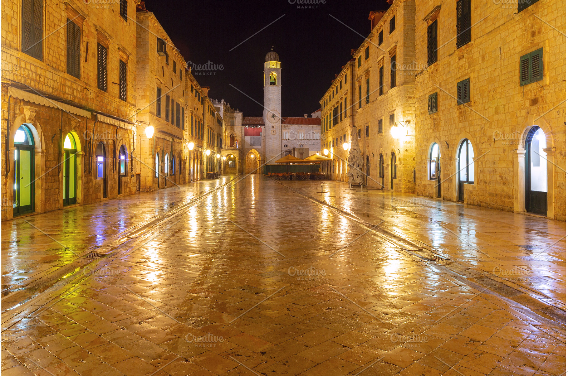 Stradun Street at Night, Dubrovnik, an Architecture Photo by kavalenkava