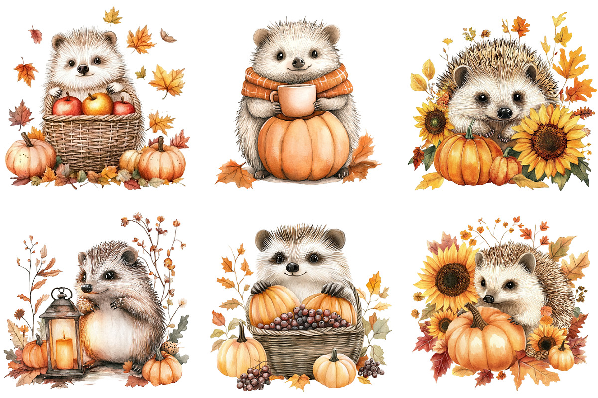 Autumn Cute Hedgehog Sublimation, an Illustration by CitraGraphics (Photo 4 of 6)