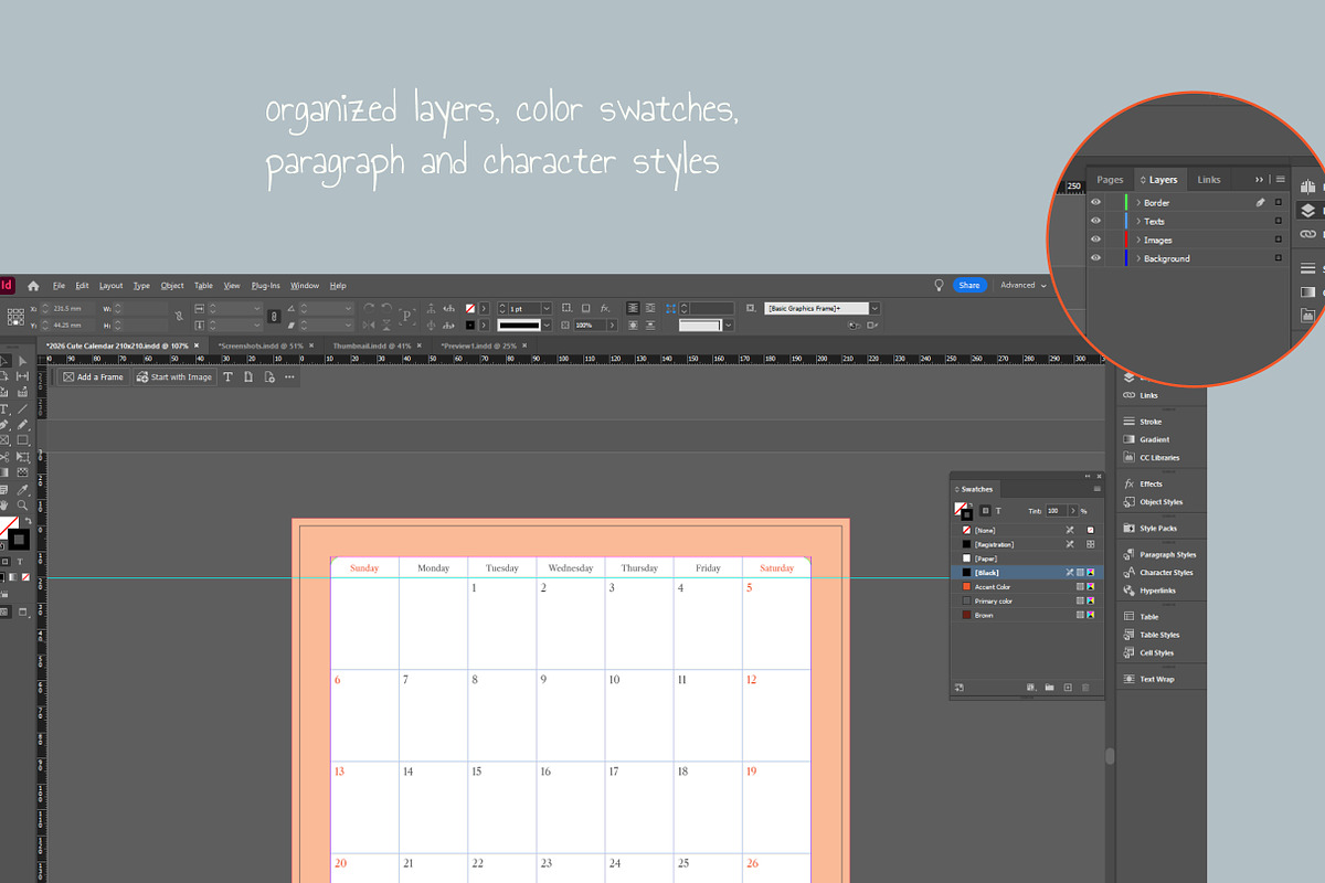 2026 Calendar Template for InDesign preview 5