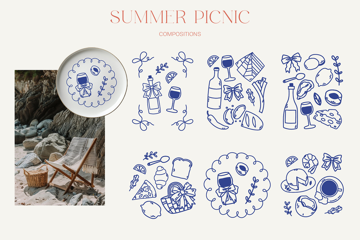 Summer Picnic Elements - Doodle Art, an Illustration by Moonberry_Studio (Photo 7 of 14)