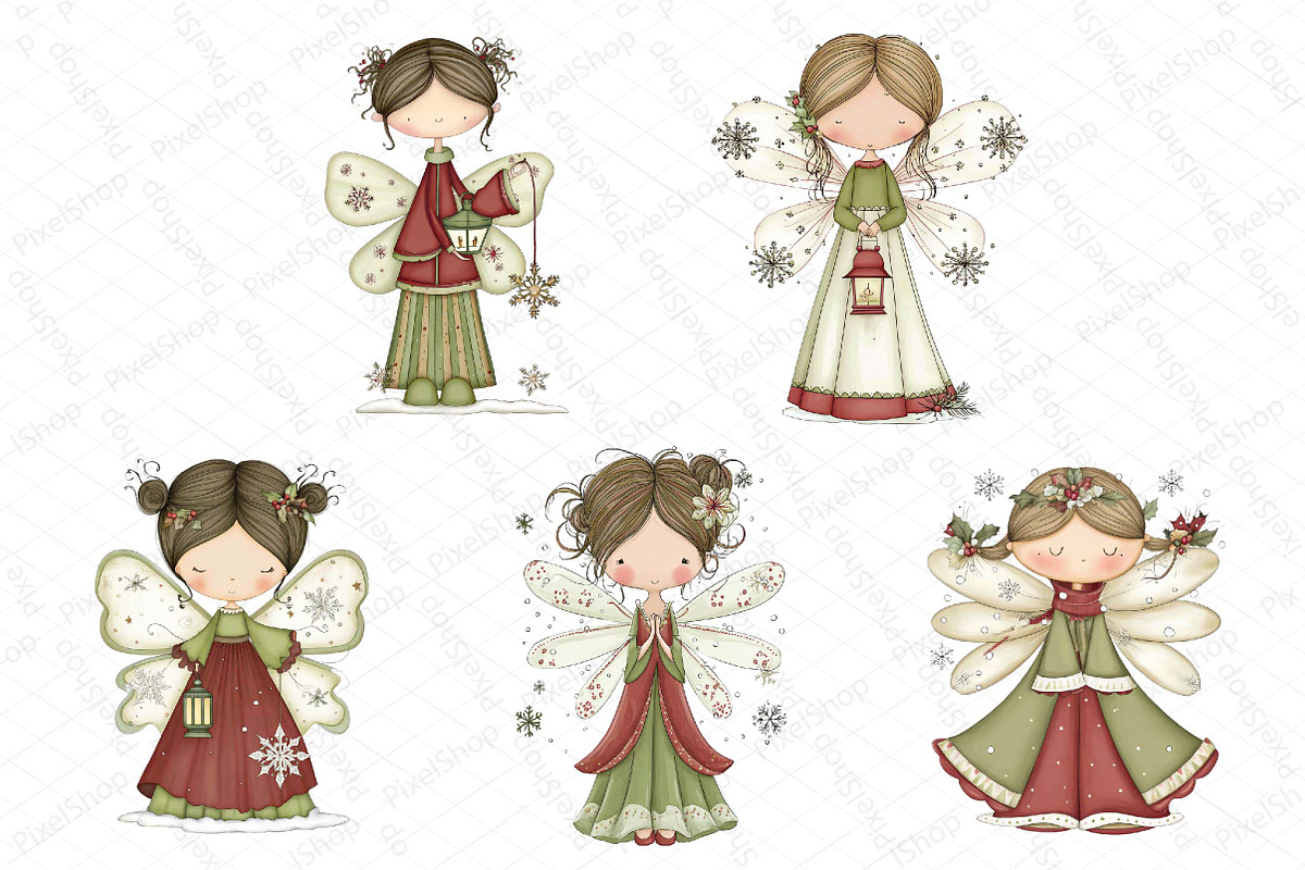 Whimsical Christmas Fairy Clipart, an Illustration by DreamPrint404 (Photo 2 of 6)