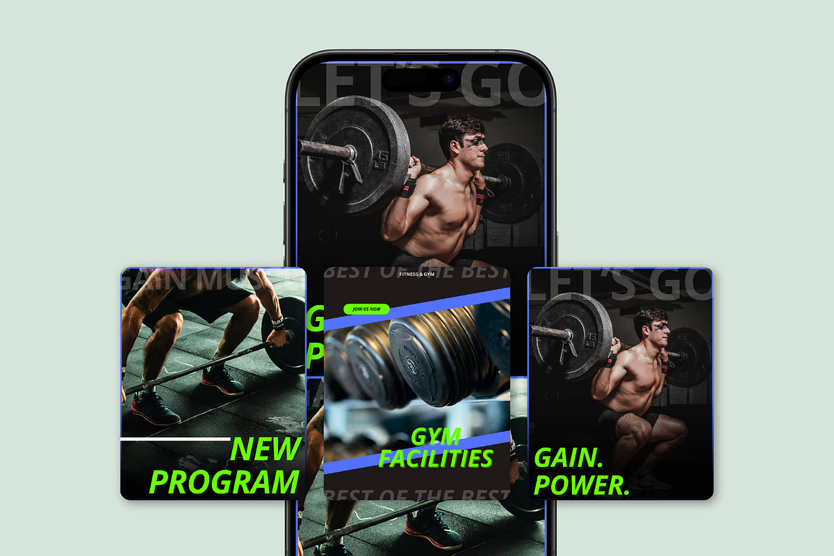 Gym // Health Social Media Kit, a Social Media Template by SecondBrain Store (Photo 4 of 9)