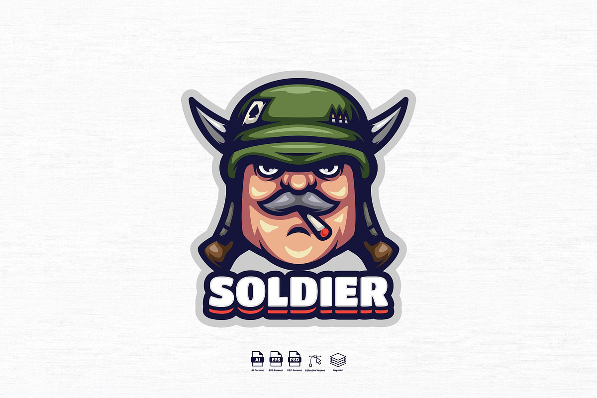 Soldier Mascot Logo Design, a Branding & Logo Template by kromastd22