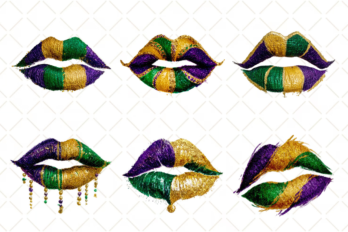 Mardi Gras Lips Clipart Mardi Gras, an Illustration by Black Bird Studio (Photo 2 of 6)