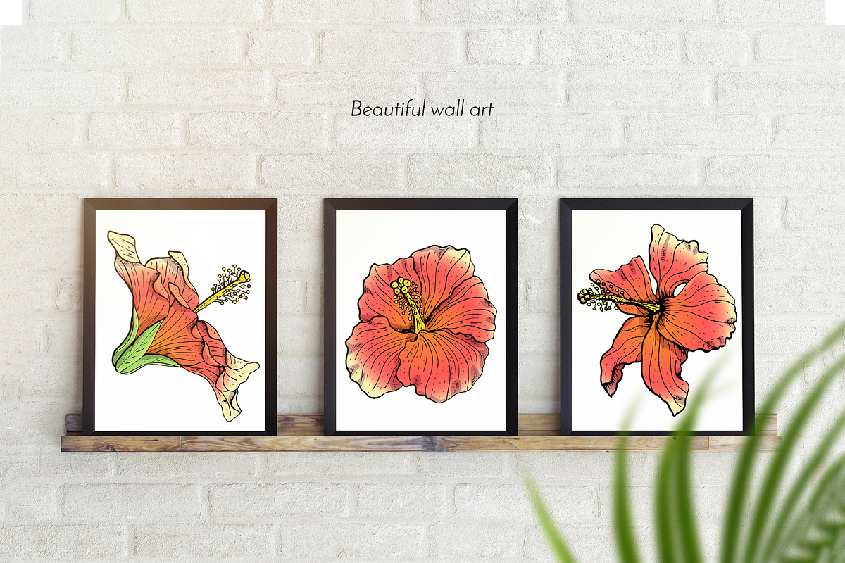 Hibiscus Flower Ink Line Art Drawing, an Object Graphic by Rose Design (Photo 5 of 11)