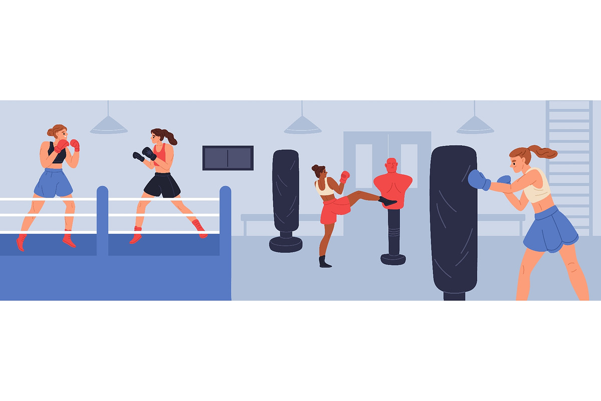 Girls boxing training. Professional, a Sport Illustration by YummyBuum (Photo 1 of 3)