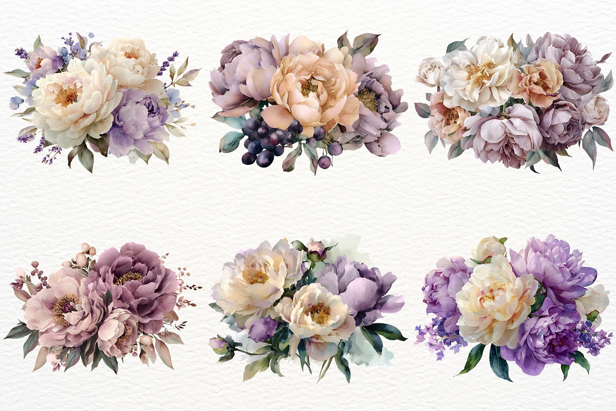 Peony Bouquet Floral Arrangement PNG, a Decorative Illustration by SugarCloudStudioArt (Photo 6 of 8)