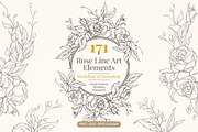 Elegant Rose Line Art Elements, a Decorative Illustration by Papatongartist (Thumbnail 1 of 11)
