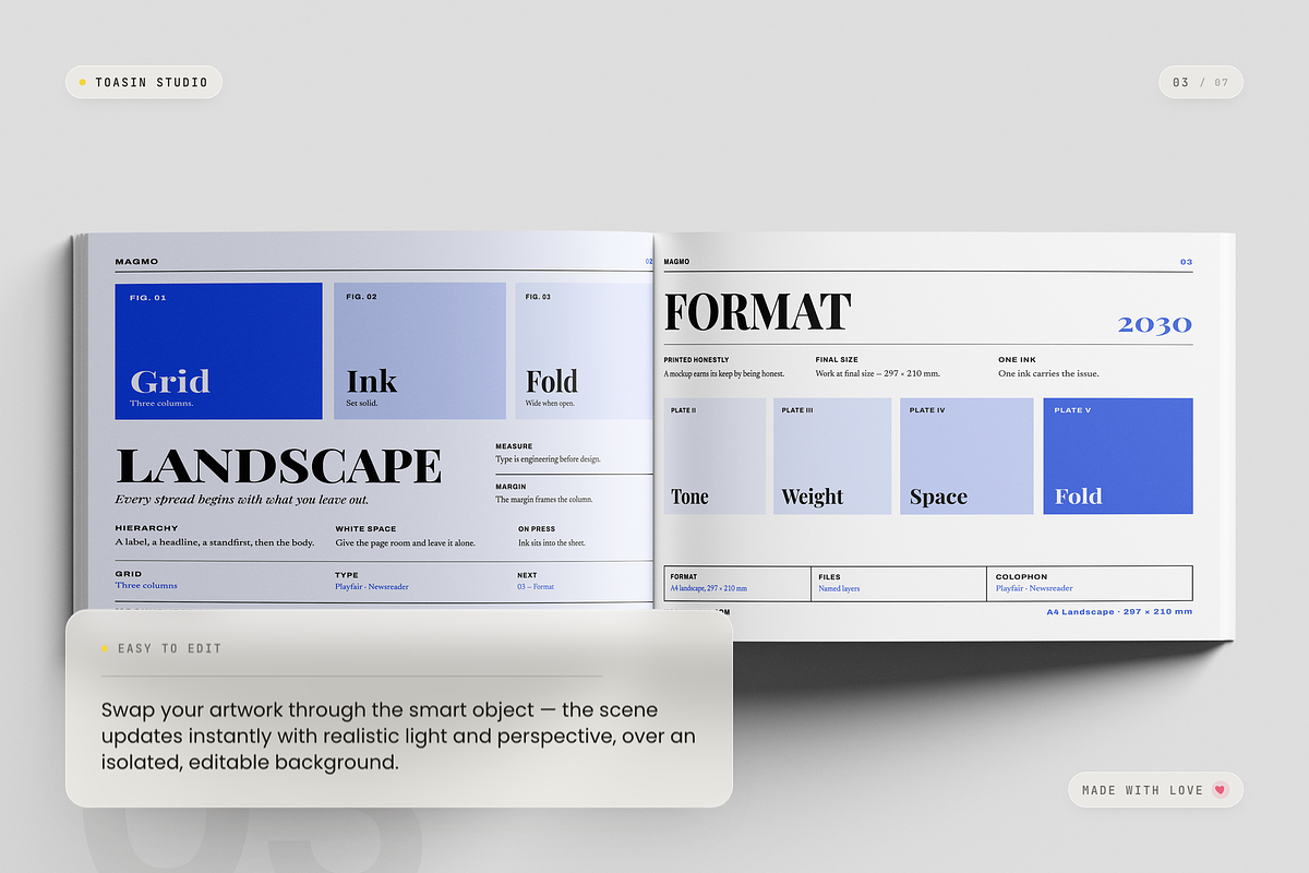 A4 Landscape Magazine Mockup, a Books & Magazine Mockup by Toasin Studio (Photo 3 of 7)