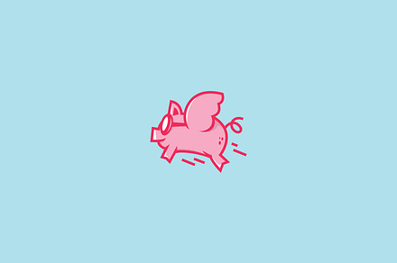 Flying Pig Mascot Logo 