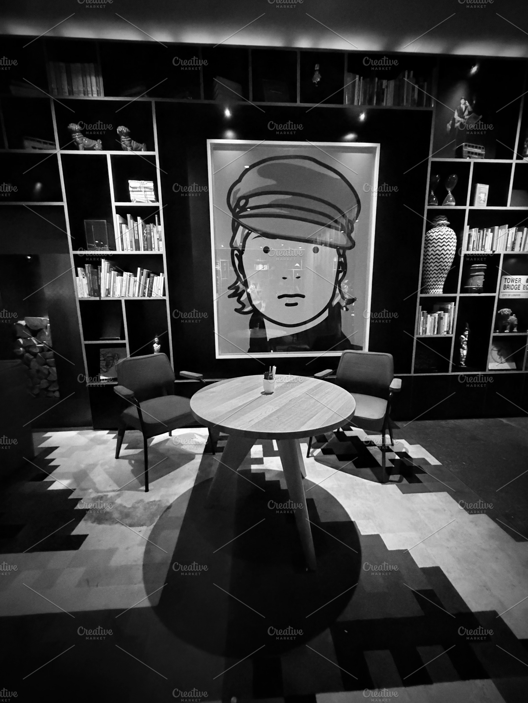 Modern Library Lounge with Graphic P, a Photo by Polako´s World
