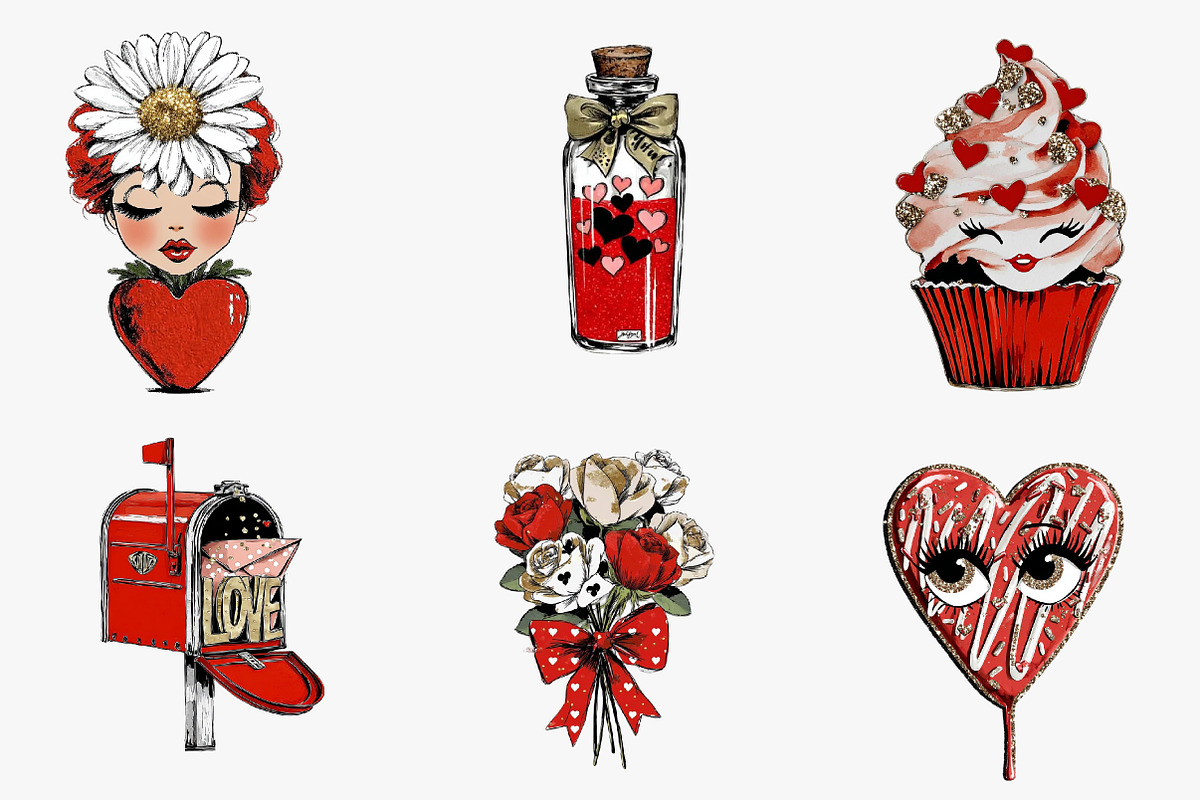 Sweet Valentine Clipart, an Illustration by CreationArt (Photo 3 of 6)
