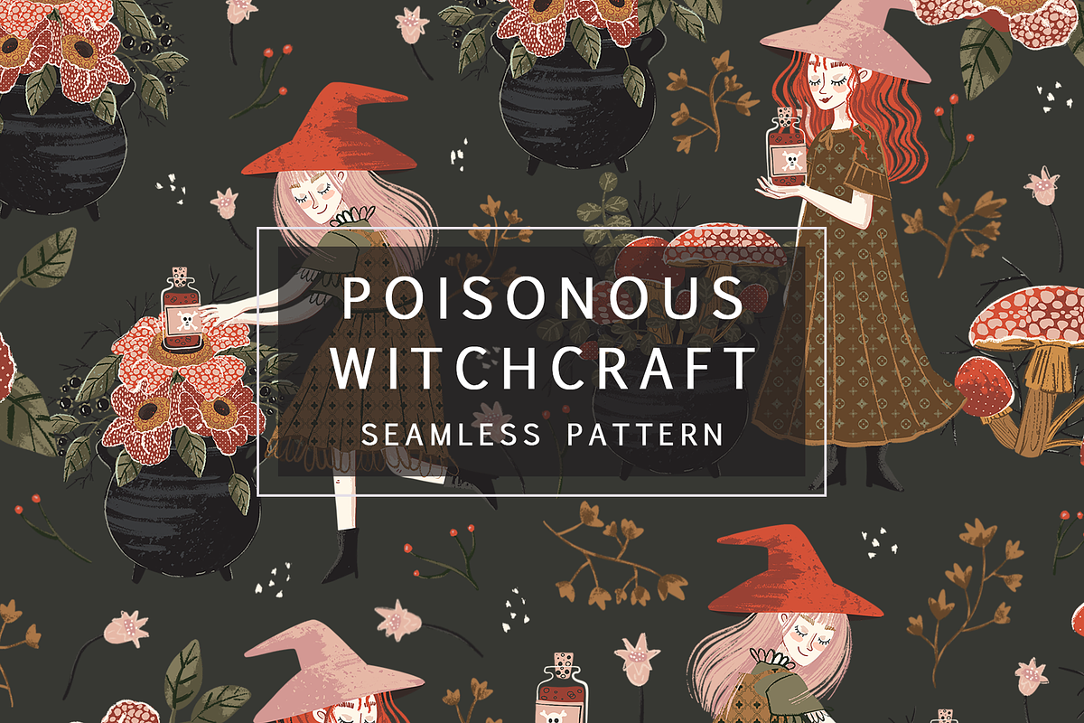 Cute Witch Pattern, a Pattern Graphic by Lady Bruniere Design (Photo 1 of 8)