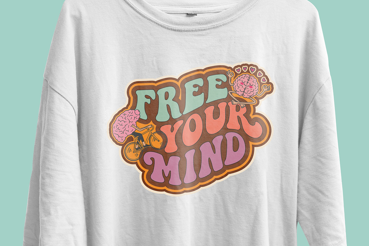 Free Your Mind Retro T-Shirt Design, an Object Illustration by Ahluva Studio (Photo 5 of 6)