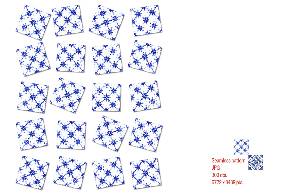Watercolor tile patterns, a Decorative Illustration by WatercolorArt (Photo 3 of 6)