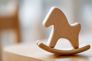 Minimalist wooden rocking horse toy, a Background Photo by MistyDay