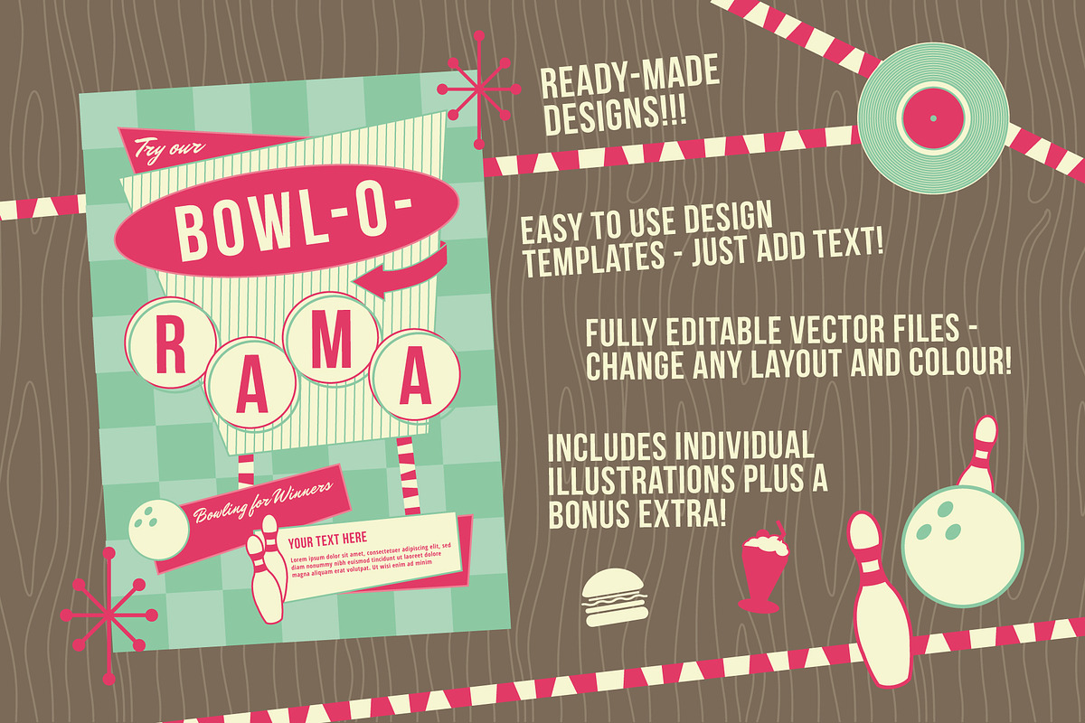 1950s Retro Diner Design Templates, an Illustration by Wingsart Studio (Photo 4 of 4)