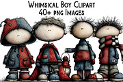 Whimsical Boy Clipart, an Illustration by Pixels.Craft (Thumbnail 1 of 6)