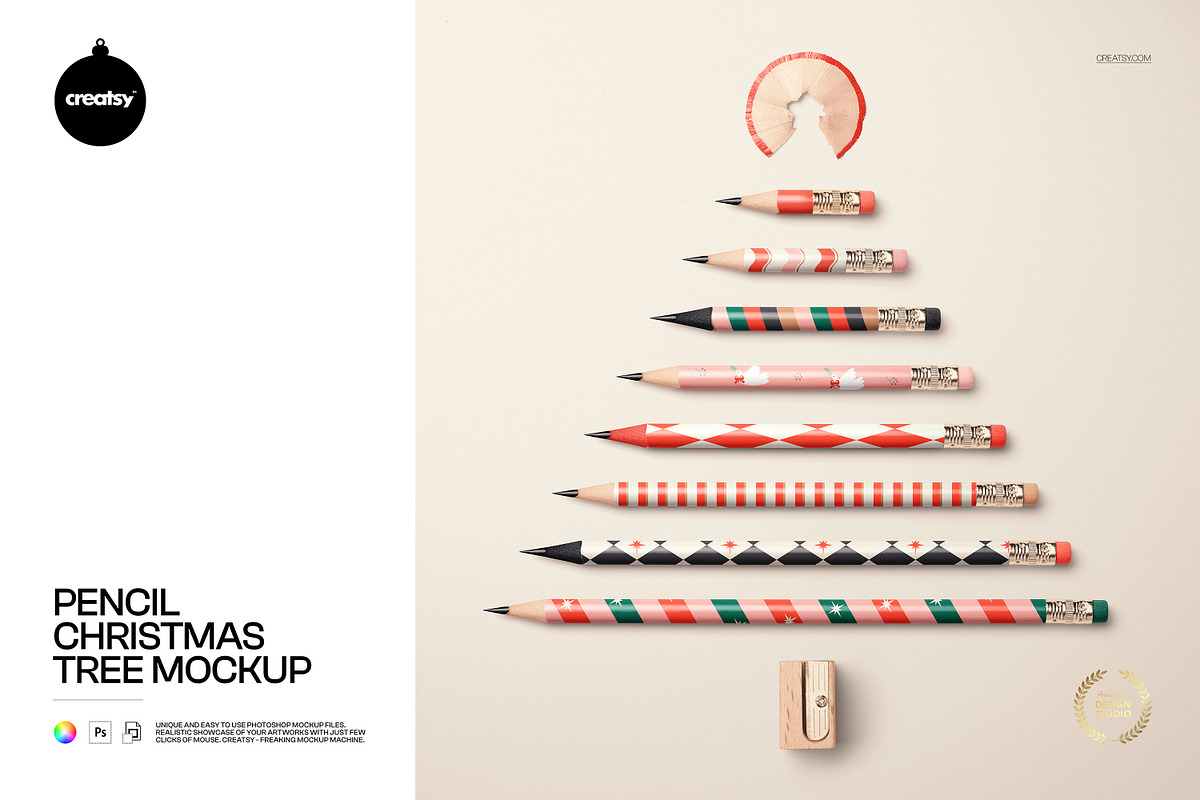 Pencil Christmas Tree Mockup, a Pens & Pencil Mockup by creatsy5 (Photo 1 of 6)