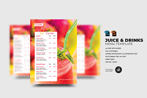 Juice & Drinks Menu Flyer Template