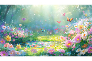 Enchanting garden with butterflies, an Object Illustration by Lermont51