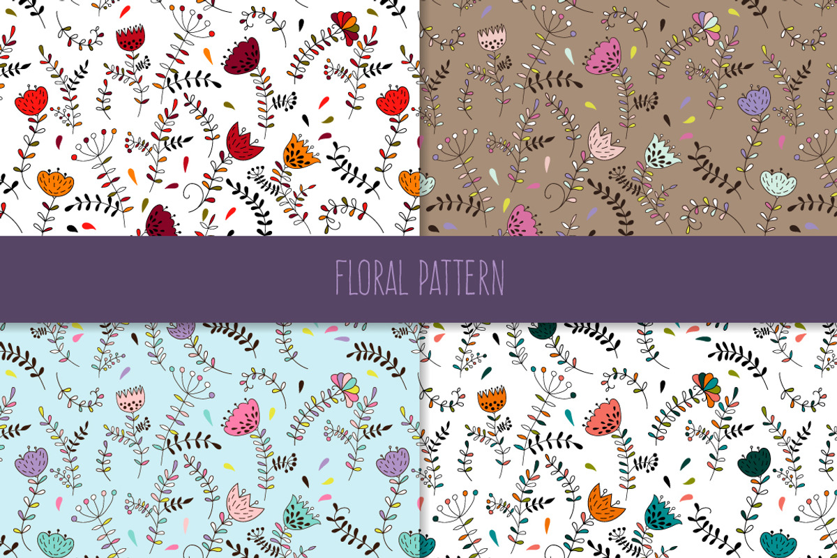 Floral Vector Elements Set + Pattern, an Illustration by OkPen (Photo 5 of 6)
