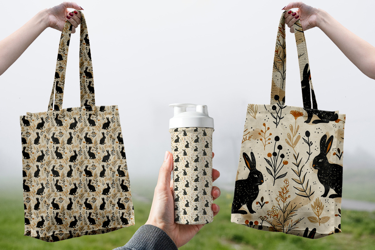 Black Rabbits – 3 Seamless Vector, a Pattern Graphic by one-touch (Photo 4 of 10)