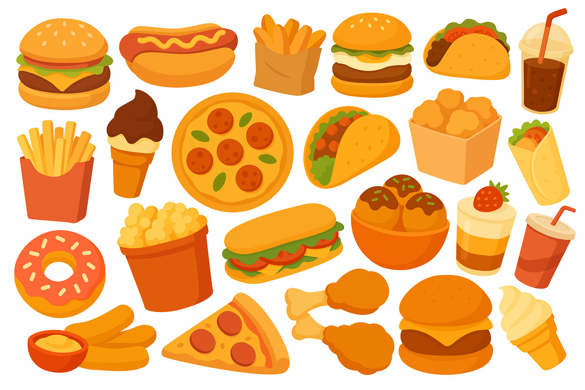 Fast Food Set, a Food Illustration by ananastya (Photo 2 of 3)