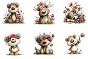 Whimsical Bear Spring Floral Clipart, an Illustration by CreationArt (Thumbnail 3 of 5)