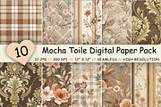 Mocha Toile Digital Paper Pack, a Pattern Graphic by FloridPrintables (Thumbnail 1 of 10)