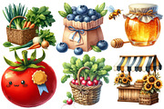 Watercolor Farmers Market Clipart, an Illustration by Designworld (Thumbnail 4 of 6)