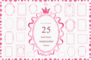 Pink Frames Watercolor Hand Drawn, an Object Graphic by Solo Art Original (Thumbnail 1 of 9)