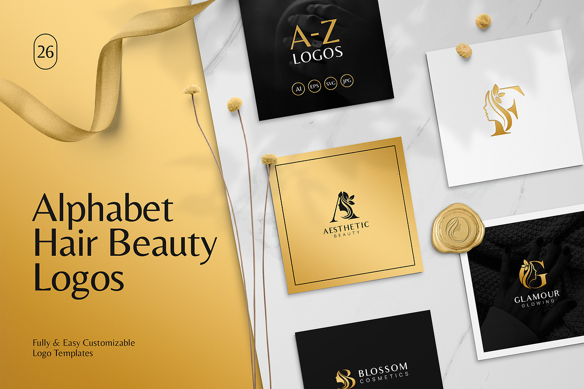 Alphabet Hair Beauty Logo Collection, a Branding & Logo Template by Rukuru Studio (Photo 1 of 6)