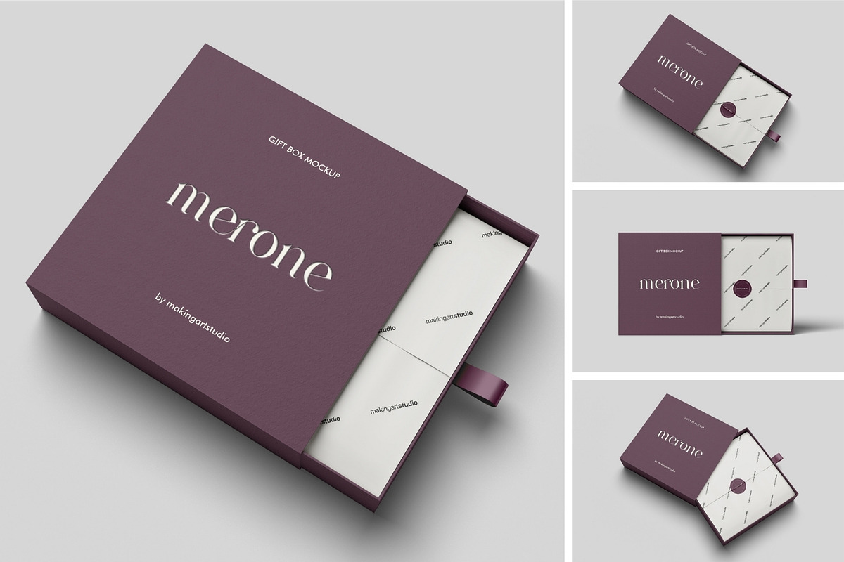 Realistic Gift Box Mockup PSD, a Packaging Mockup by MA-KING_ART (Photo 1 of 5)