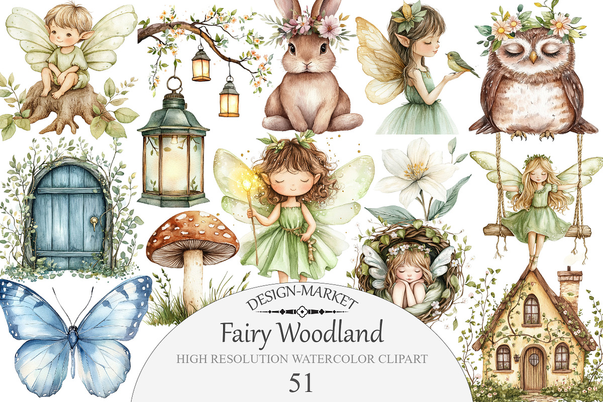 Fairy Woodland Clipart, an Illustration by Design Market (Photo 1 of 5)