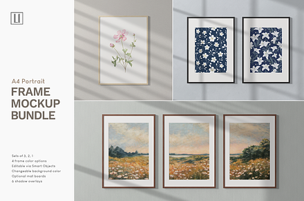 A4 Portrait Frame Mockup Bundle, a Household Mockup by Lelu Art Design