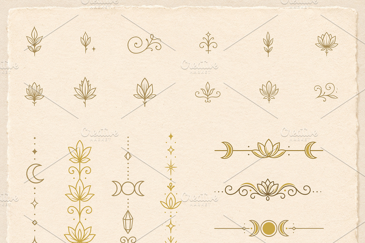 Mystic Lotus Frames & Borders Set, an Object Graphic by Christine Krahl (Photo 2 of 3)