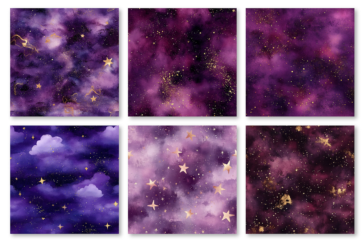 Starry Purple Skies Digital Paper, a Texture Graphic by Dream Creation (Photo 5 of 6)