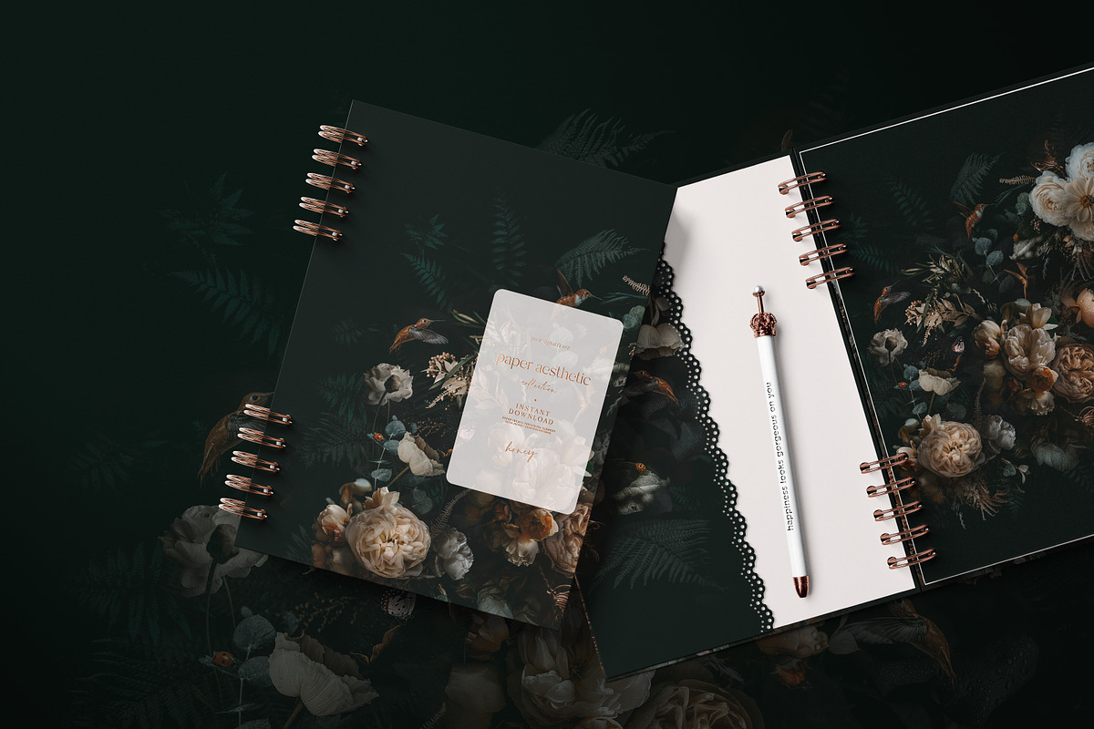Dark Floral Background, a Pattern Graphic by paper aesthetic (Photo 7 of 10)