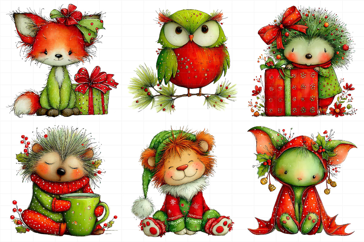Whimsical Christmas Animals Clipart, an Illustration by Daily.Designs (Photo 4 of 5)