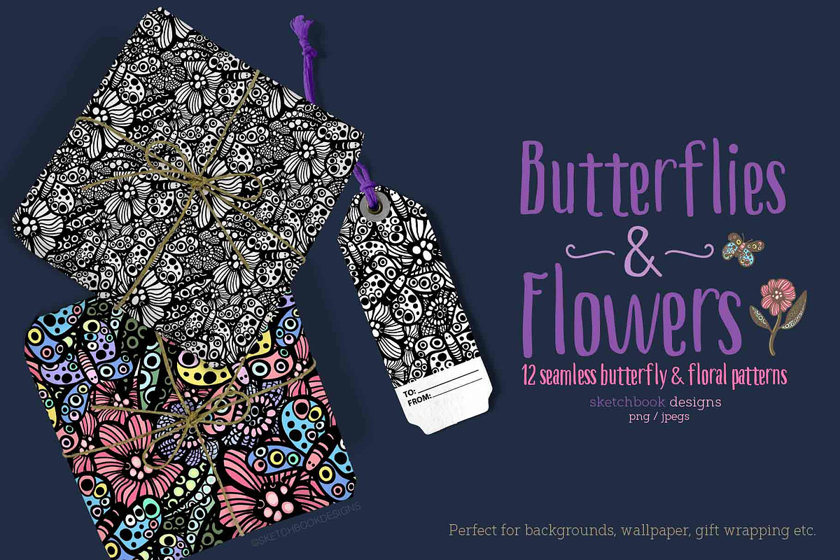 Butterflies and Flowers Patterns, a Pattern Graphic by Sketchbook Designs (Photo 5 of 10)