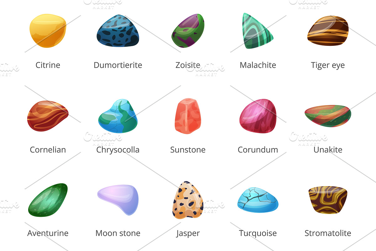 Mineral stones. Colorful half, an Illustration by LadadikArt