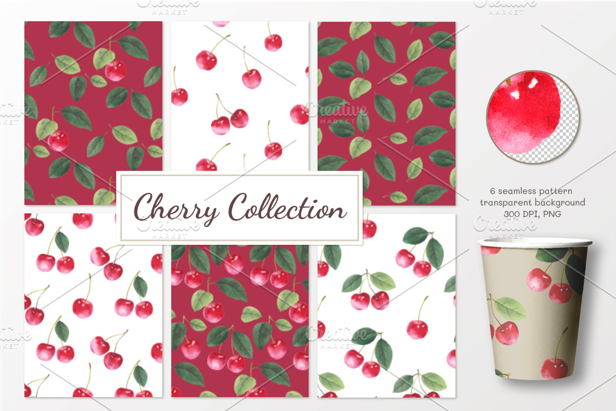 Сherry collection, a Pattern Graphic by oKOLOstyle (Photo 2 of 7)