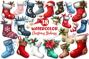 Christmas Stokings Clipart, an Illustration by Dream Creation