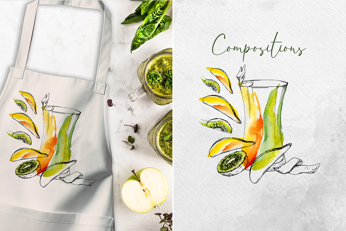 Green detox smoothies, a Food Illustration by MsFlaffy (Photo 6 of 15)