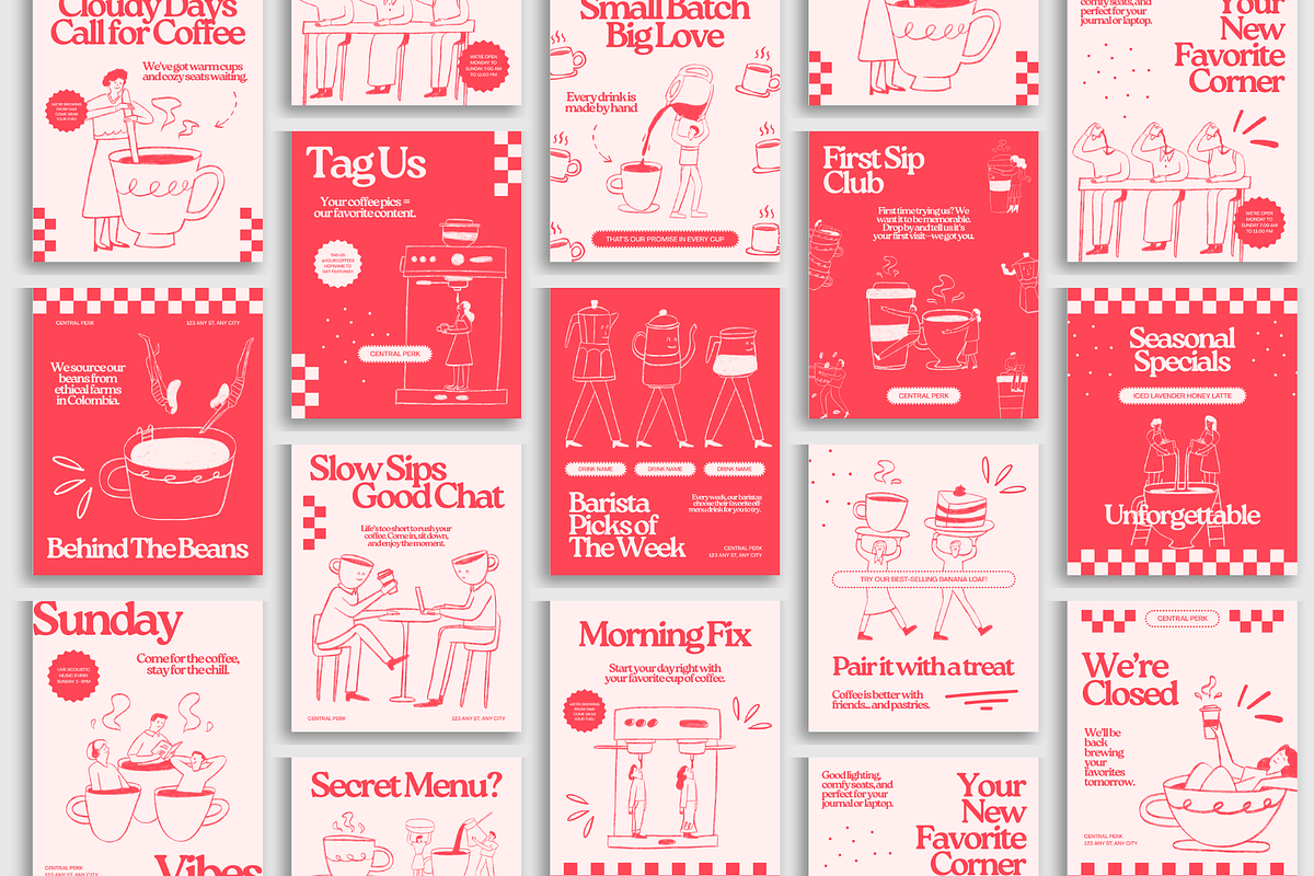 Pink Cafe Bakery Instagram Templates, a Social Media Template by Anna Design Studio (Photo 9 of 9)