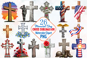 Memorial Day Cross Sublimation Png, an Illustration by RobertsArt (Thumbnail 1 of 3)
