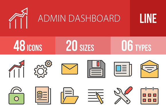48 Admin Dashboard Line Filled Icons